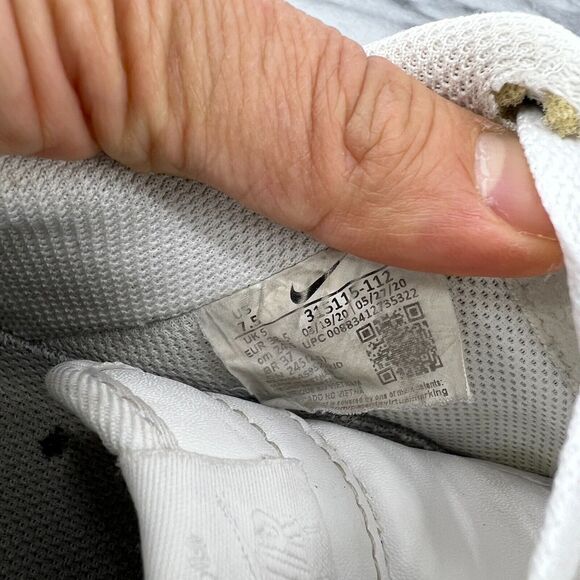 Nike Air Force 1 Sneakers Womens 7.5 White Leather Perforated Low Top Lace Up - Picture 10 of 12